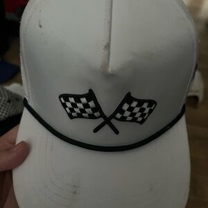 Kids Racing Flag White Cap